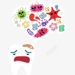 牙齿病菌卡通图素材