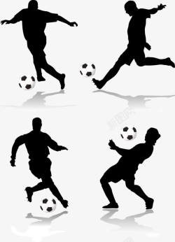 连续动作足球运动动作人物剪影高清图片