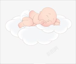 在云彩上睡觉的婴儿素材