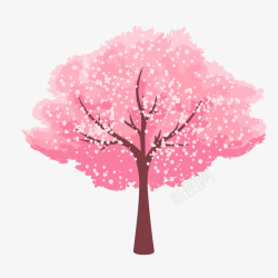 卡通花树手绘粉色樱花树矢量图高清图片