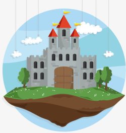 卡通悬浮童话城堡素材