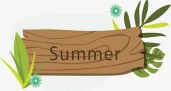 夏天卡通木板标题框矢量图素材