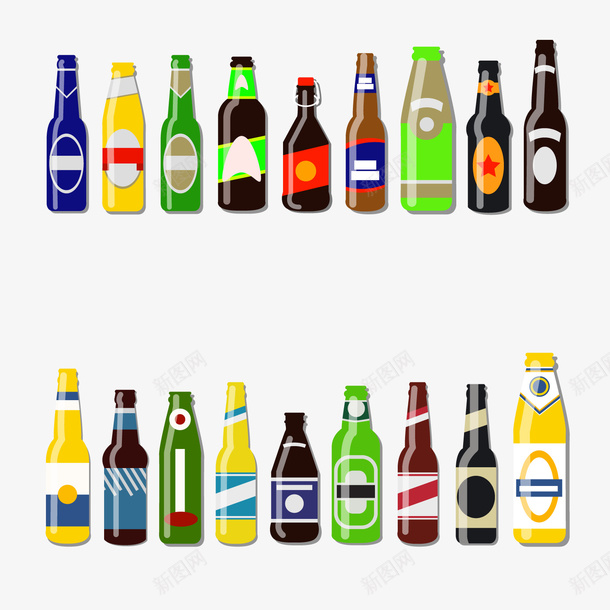 卡通玻璃啤酒瓶png免抠素材_88icon https://88icon.com 卡通瓶子 各种啤酒 彩色 玻璃瓶 酒瓶