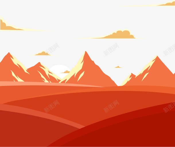 红色夕阳西下景色png免抠素材_88icon https://88icon.com 夕阳 夕阳西下 矢量素材 红色 落日 郊外美景