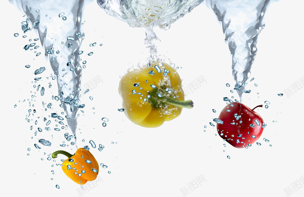 水里的蔬菜png免抠素材_88icon https://88icon.com 免扣水流 水弹 水珠 水里的蔬菜 清澈的水 红色苹果 菜类图片