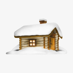 卡通手绘雪覆盖的房子素材