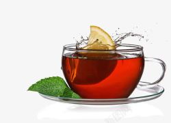 茶叶杯透明玻璃杯柠檬茶高清图片