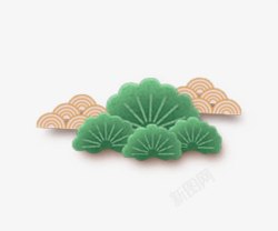 扇形图案素材新年中国风云朵草丛高清图片
