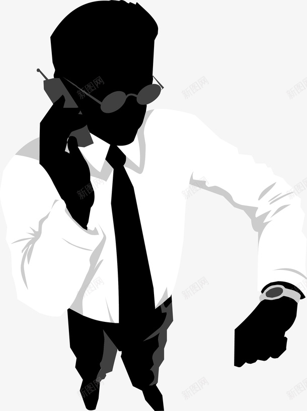 黑色人物剪影png免抠素材_88icon https://88icon.com 人物剪影 打电话 职场人物 西装革履 黑色人物 黑色领带