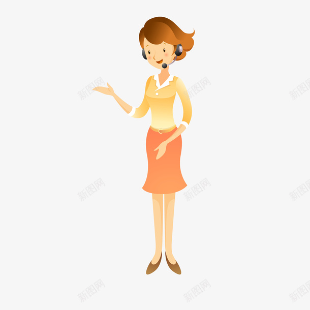卡通女性解说员png免抠素材_88icon https://88icon.com 出游 女性人物设计 导游 旅行 解说员