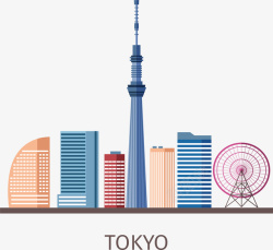 世界旅游日本东京矢量图素材