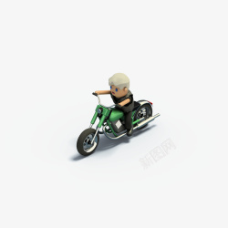 侧面的小人骑摩托车素材