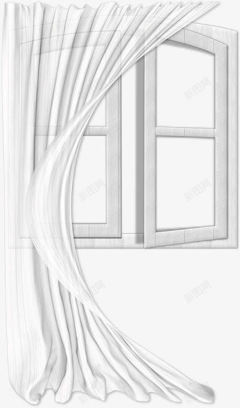 白色飘纱窗帘玻璃窗户png免抠素材_88icon https://88icon.com 玻璃 白色 白色窗帘 白色窗框 窗户
