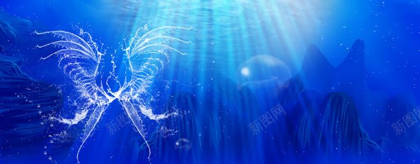 海底世界背景jpg设计背景_88icon https://88icon.com 光 唯美 水翅膀 海底 海底世界 海洋馆海报 深海 翅膀