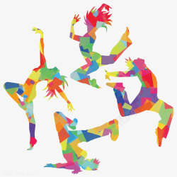 彩色几何跳舞蹈的青少年创意插图素材
