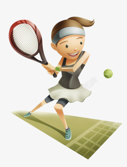 露齿女运动员打网球插画高清图片