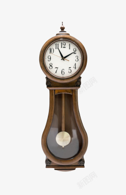 棕色弯曲形状的老式时钟实物素材