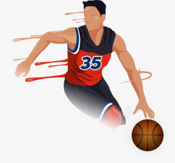 NBA打篮球的男人插画素材