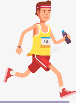 马拉松拿着瓶子跑步的男人素材