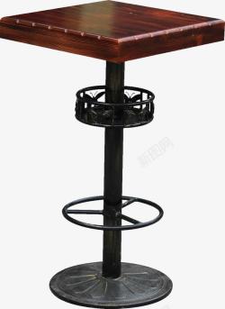 高脚桌木加厚桌面户外咖啡色铁素材