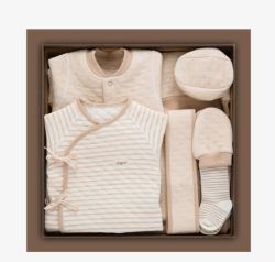新生婴儿盒装彩棉衣服礼盒高清图片
