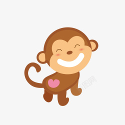 卡通手绘树上的小猴子手绘红屁股猴子高清图片