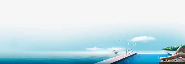 地产海景房元素psd免抠素材_88icon https://88icon.com 商业元素 地产海景房元素 大海 木桥 海水 白云 绿树 美腿 船 飞艇