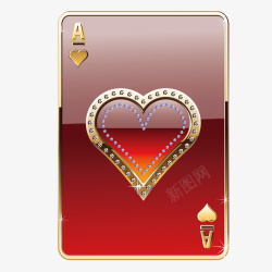 扑克牌插画红色红桃扑克牌高清图片