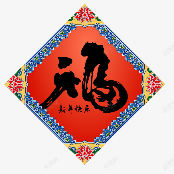 中国传统春节贴纸psd免抠素材_88icon https://88icon.com 新年 春节 福字 节日装饰 装饰 贴纸 门贴