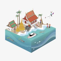 东南亚旅游立体插画素材