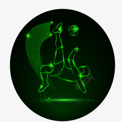一个运动员霓虹灯一个倒着踢的足球运动员矢量图高清图片