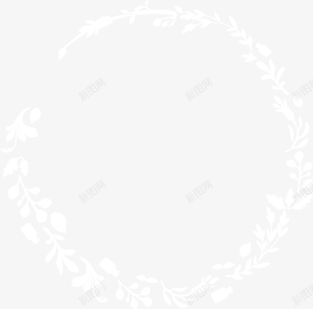 叶子纯色花环png免抠素材_88icon https://88icon.com 叶子 白色 花环 花纹
