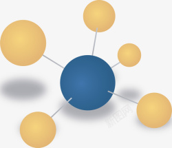 矢量因子手绘卡通立体分子结构高清图片