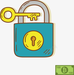 锁钥匙手绘金钥匙金融金币矢量图高清图片