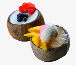椰浆饭两个水果丰富的椰子冻高清图片