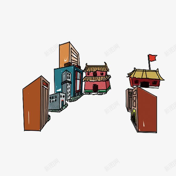 前门大街png免抠素材_88icon https://88icon.com 北京特色街 大街 小房子 手绘建筑