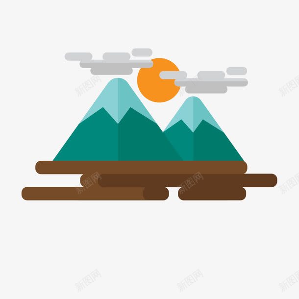 日照西山png免抠素材_88icon https://88icon.com 卡通图片 夕阳 山 日落 梦幻