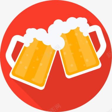 红色啤酒易拉罐满杯啤酒碰杯图标图标