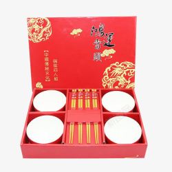 中国风碗筷鸿运当头碗筷套装高清图片