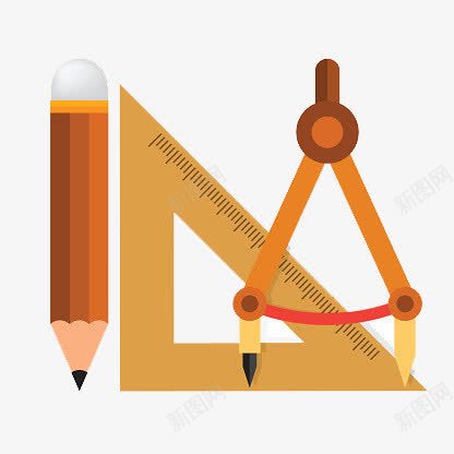 圆规三角尺png免抠素材_88icon https://88icon.com 教具 教学工具 设备 铅笔