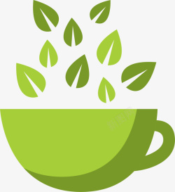 绿色春季茶叶茶杯素材