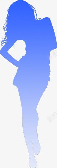 蓝色色块美女造型png免抠素材_88icon https://88icon.com 美女 色块 蓝色 造型