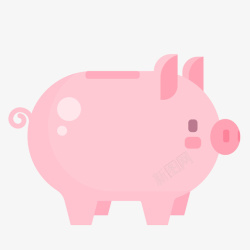猪型存钱罐扁平化小粉猪存钱罐高清图片