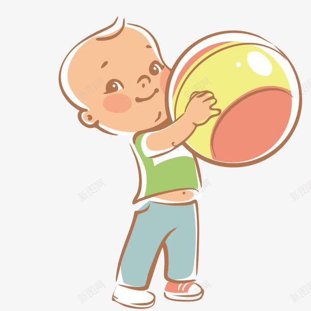 宝宝玩皮球png免抠素材_88icon https://88icon.com 可爱 宝宝学习 拍皮球 教育成长 智力开发 有益于身心健康 玩皮球 运动