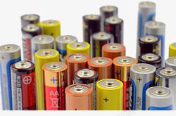 干电池电源一大堆彩色电池高清图片