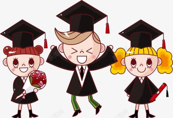 金发带着学士帽毕业的毕业生卡通人物图标图标