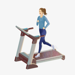 健身跑步机卡通手绘跑步机上锻炼的人高清图片