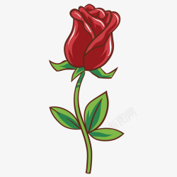 手绘红色一朵玫瑰花矢量图素材