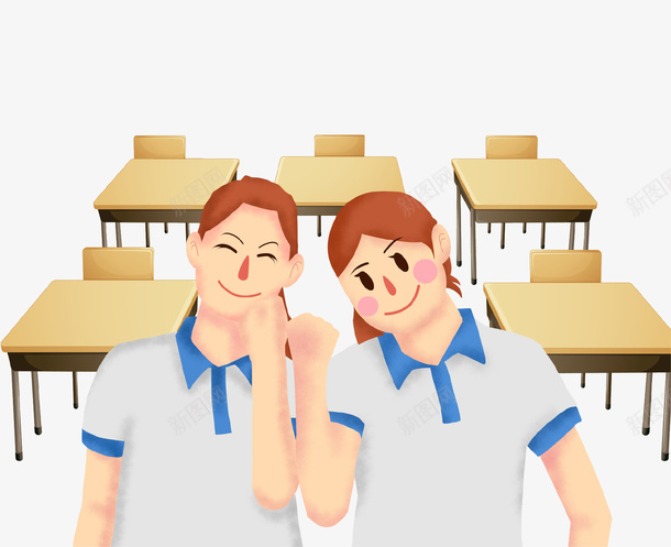 卡通手绘高考加油学生插画png免抠素材_88icon https://88icon.com 加油 卡通手绘 学生 少女 教室 课桌 高考