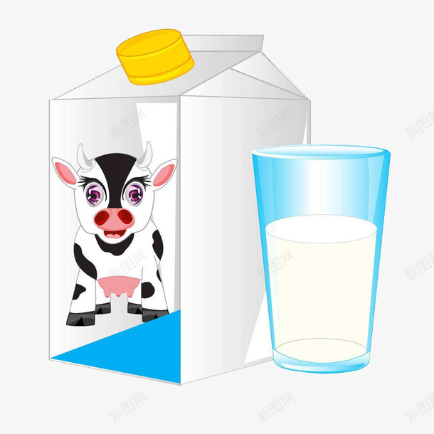 手绘牛奶盒及一杯牛奶png免抠素材_88icon https://88icon.com 一杯牛奶 乳制品 包装盒 卡通手绘 手绘卡通 手绘牛奶盒 牛奶 牛奶包装 盒子